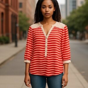 Lauren Conrad High Low Sheer Top Size L